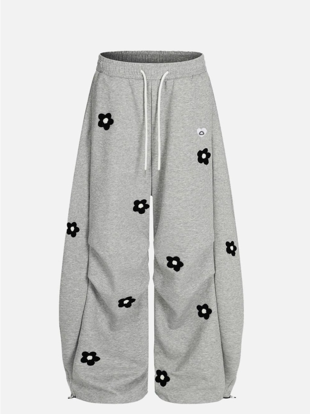 Aelfric Eden Gray Floral embroidery baggy barrel Sweatpants